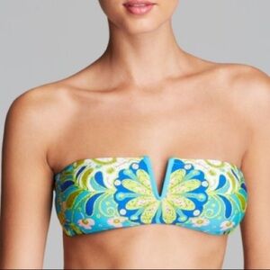 Trina Turk Woodblock Floral Bandeau Bikini top
